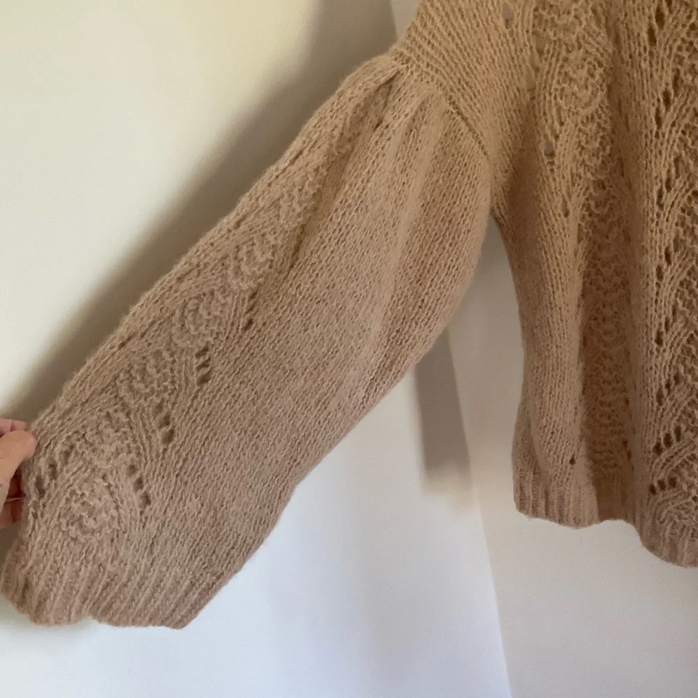 Kate Spade Pointelle Stitch Puff Sleeve Alpaca Blend Sweater